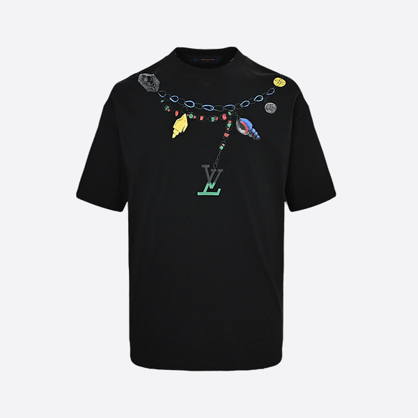 Louis Vuitton 25ss creative necklace letter logo print short sleeve