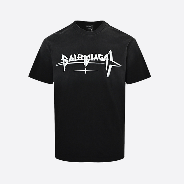 Balenciaga Letter Print Washed Short Sleeves