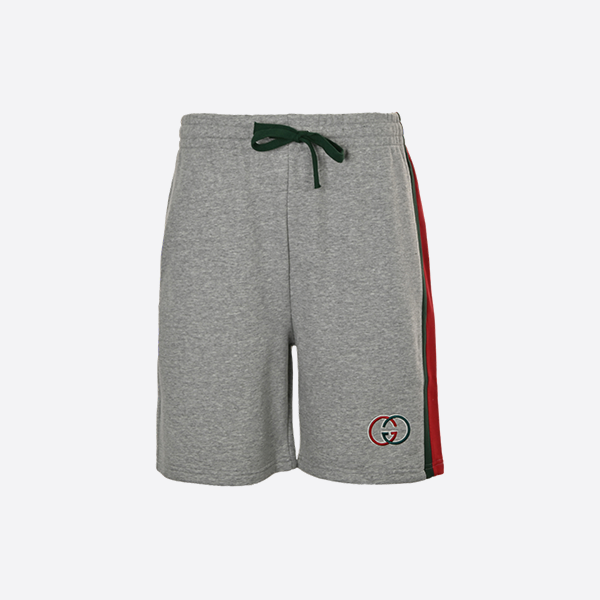 Gucci Side webbing double G embroidered lettering shorts