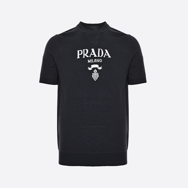 Prada 25ss classic logo jacquard knit short sleeve