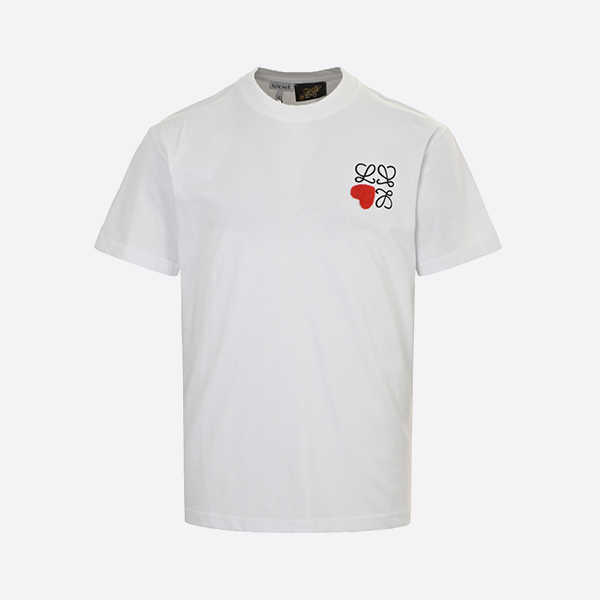 Loewe 24ss heart flocked embroidered logo short sleeves