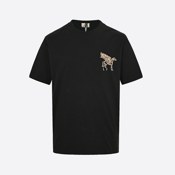 Hermès Pegasus embroidered round neck short sleeves