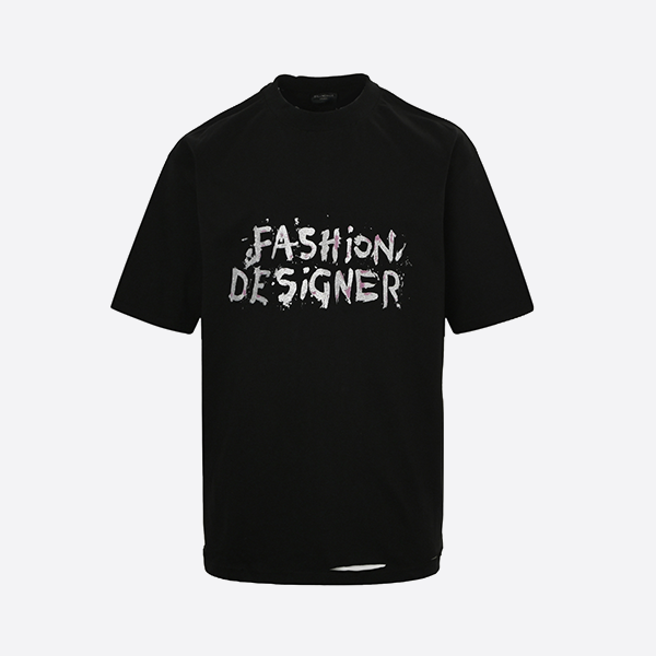 Balenciaga Glitter English Pattern Short Sleeve