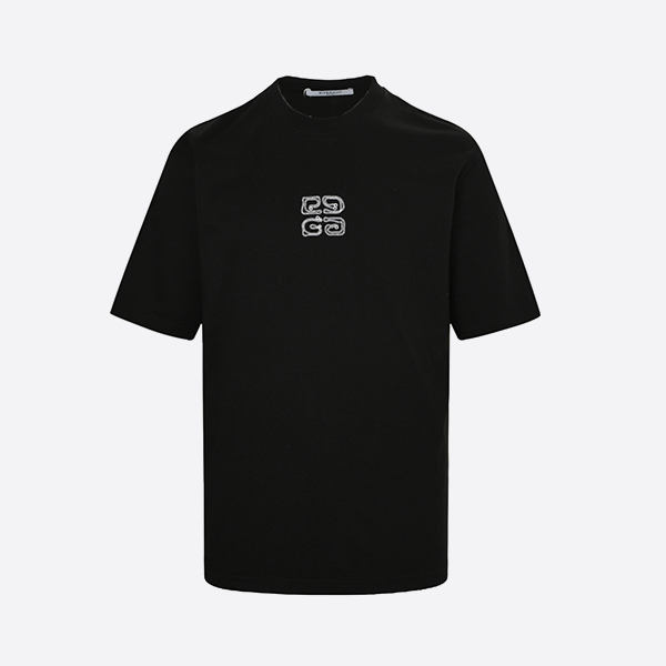 Givenchy 25ss grid back letter embroidered short sleeve
