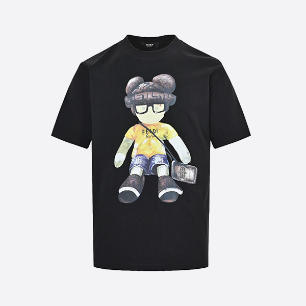 Fendi 25ss cartoon character hand-painted print short sleeves