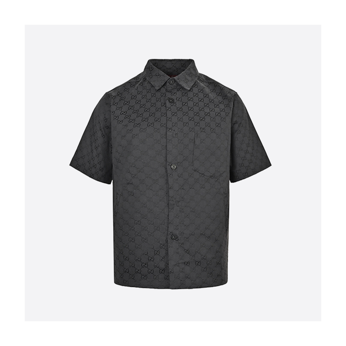グッチ 25SS フルプリントモノグラムジャカードスーツ 半袖シャツ