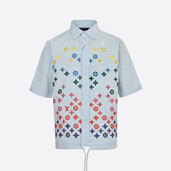 Louis Vuitton 25ss monogram embroidered hollow short-sleeved shirt