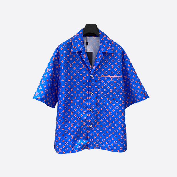 Louis Vuitton full logo jacquard suit v-neck short-sleeved shirt