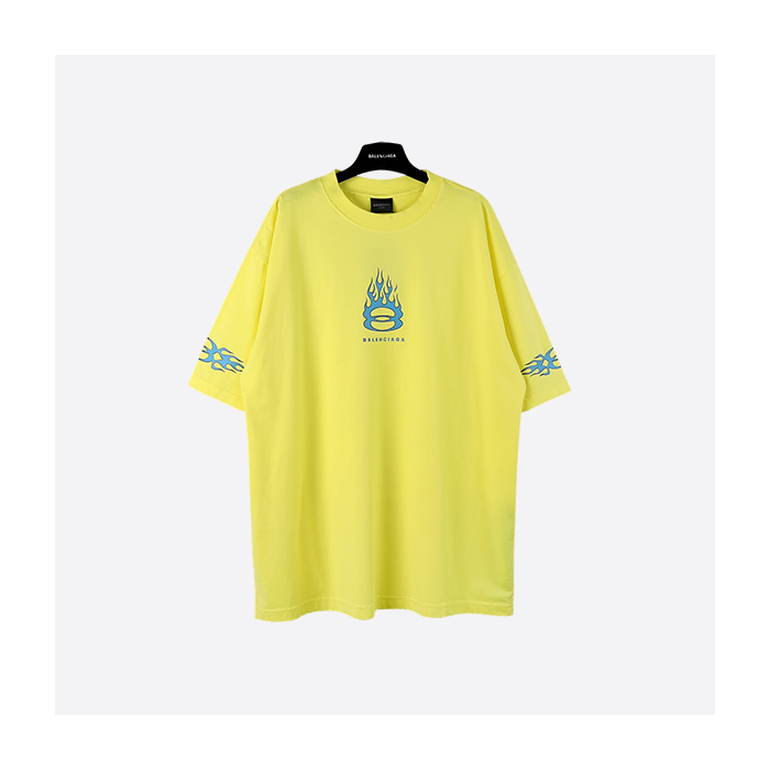 Balenciaga 25ss double ring flame crack short sleeve